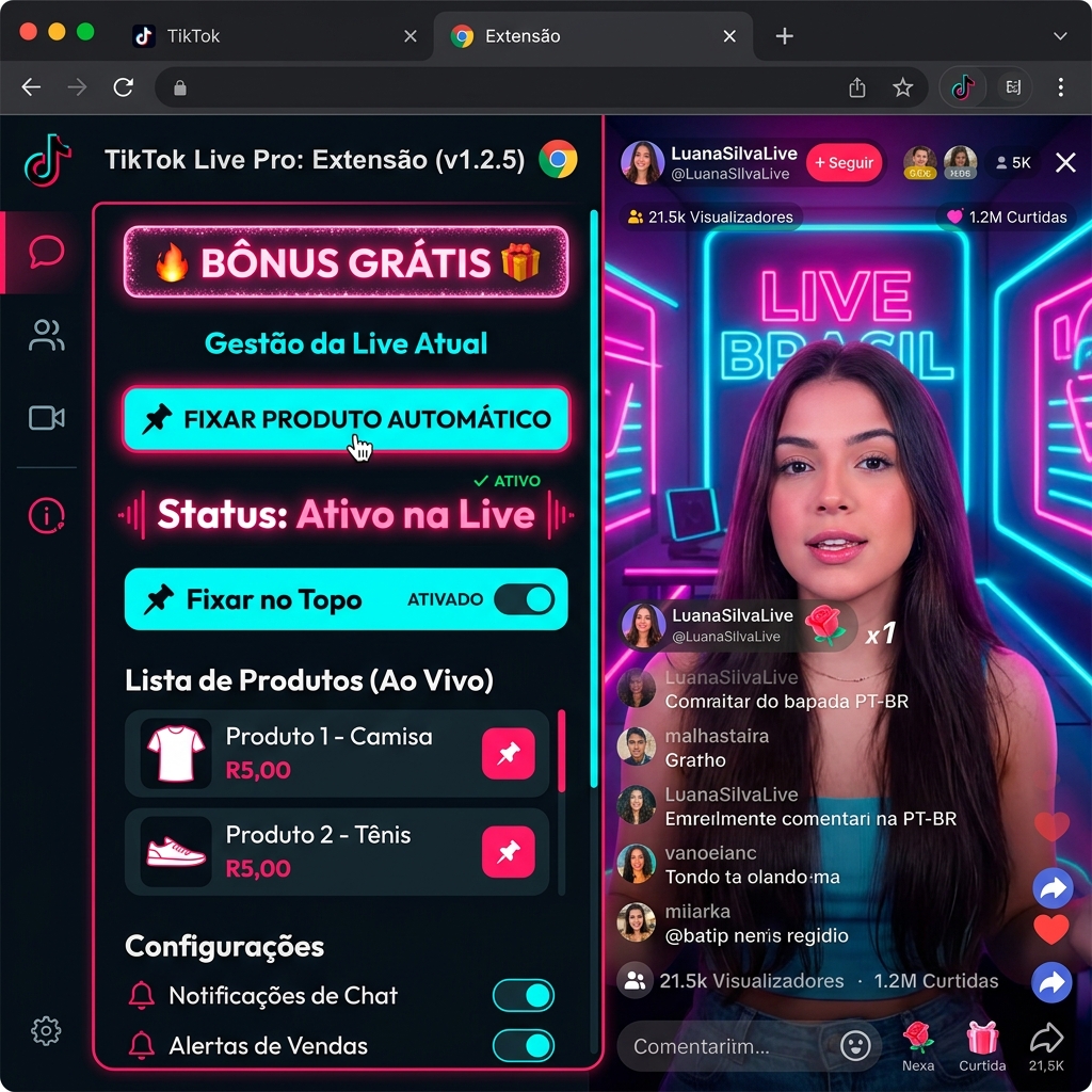 Extensão de Fixar Produto no TikTok Live